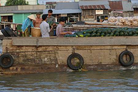 Vietname, Rio Mekong, delta do Mekong, passeio de barco, Rio, mercado, mercado flutuante