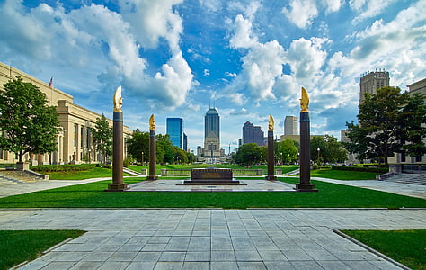 Indianápolis, Indiana, ciudad, urbana, memorial de la i guerra mundial, Plaza, punto de referencia