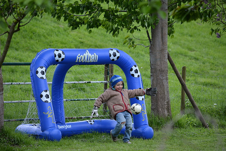 football, child, play, goal, game device