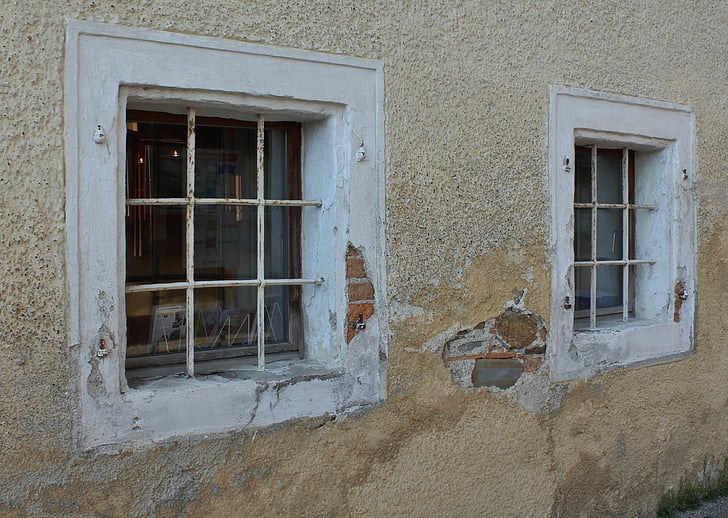 façade, fenêtre de, vue, bowever, ancien bâtiment