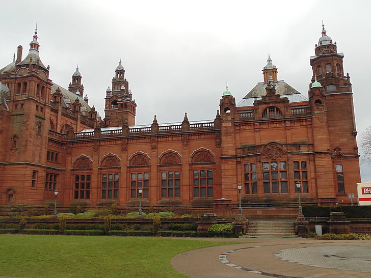 Kelvingrove, Glasgow, arquitectura, edificio, Museo, escocés, Escocia
