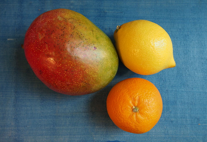 frutas, frutas, manga, laranja, limão