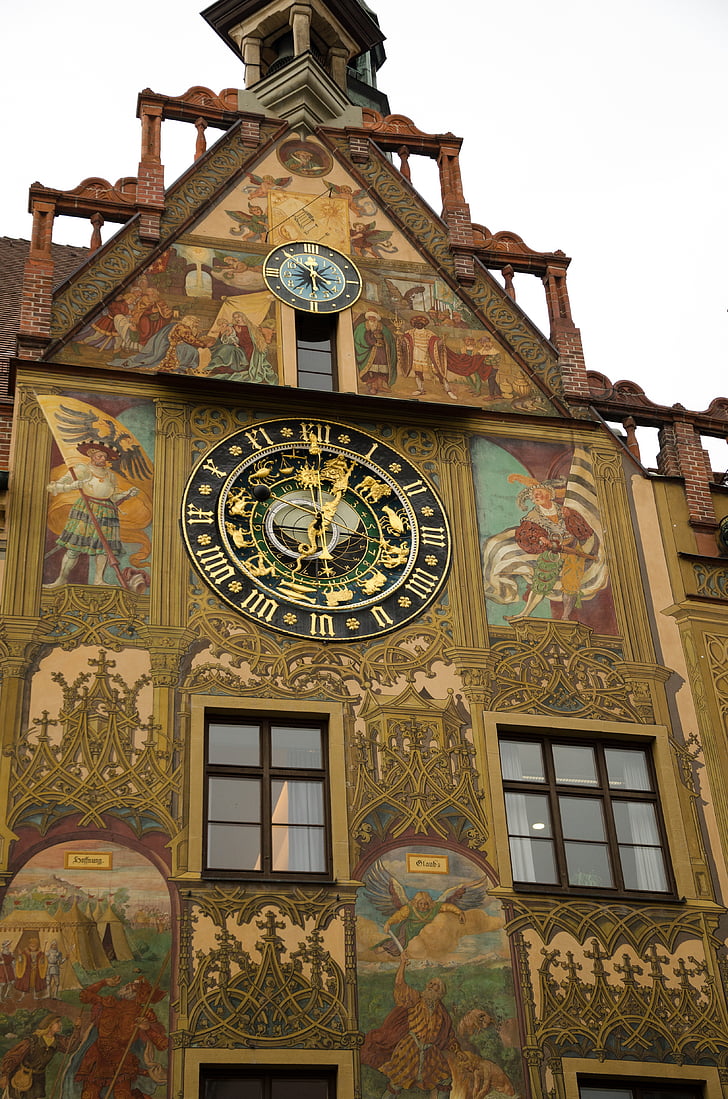 Ulm, Municipio, murale, pittura, corridoio di Ulmer, affreschi, architettura