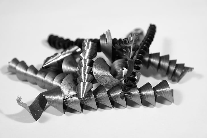 iron, chip, drilling, spiral, waste, industry, metal shavings
