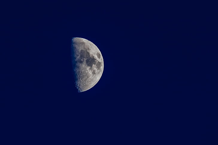 luna, noč, nebo, temno, mesečini, prostor, polnoči