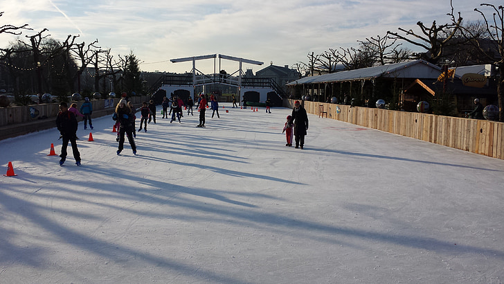 amsterdam, ice skating, bridge