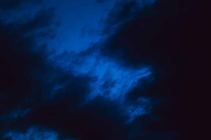 natureza, paisagem, nuvens, céu, escuro, à noite, azul