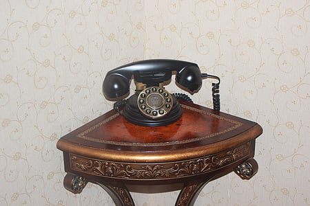 telefon, antikk, interiør, props
