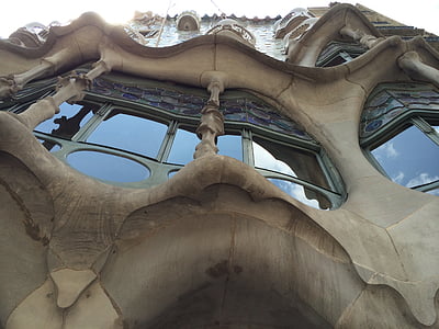 Gaudi, jendela, jalan, kaca, Barcelona, seni, konstruksi