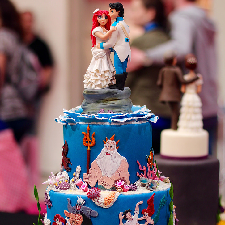 cake, arielle, mermaid, decorative, art, decorated, model