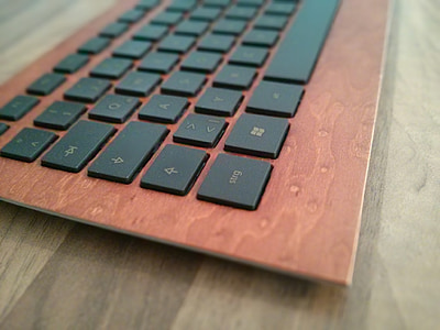 keyboard, wood, elegant, office, wood grain