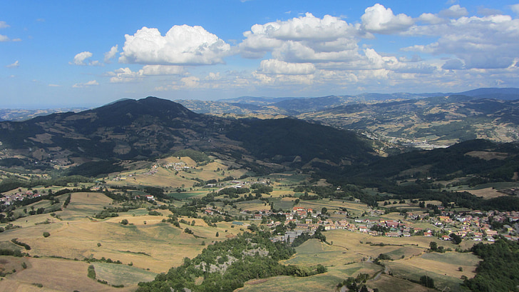 Italië, weergave, Emilia-Romagna, berg, wolken, zomer, Dahl