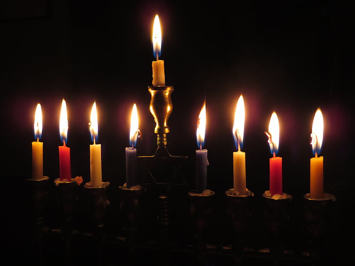 chandelles, menorah, lumière, Hanukkah, célébration, Festival, tradition