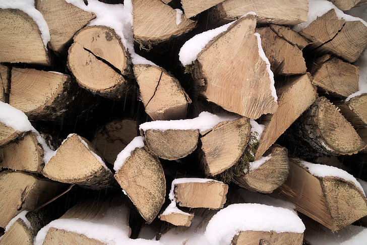 fa texture, hó, tűzifa, verem, fa - anyag, napló, halom
