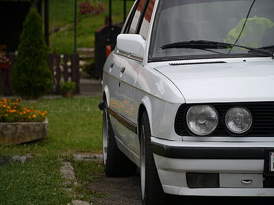 BMW, E28, blanc, cotxe, vell, vehicle de terra, transport