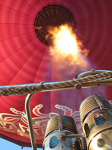 αερόστατο ζεστού αέρα, καυστήρα, μπαλόνι, Hot, αέρα, πτήση, φωτιά