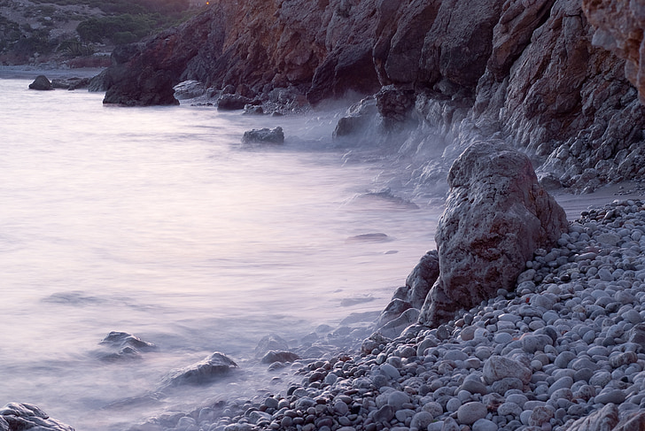pedras, meditação, mar, ondas, rocha, água, Relaxe