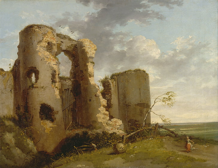 John mortimer, kunst, maleri, olje på lerret, landskapet, himmelen, skyer