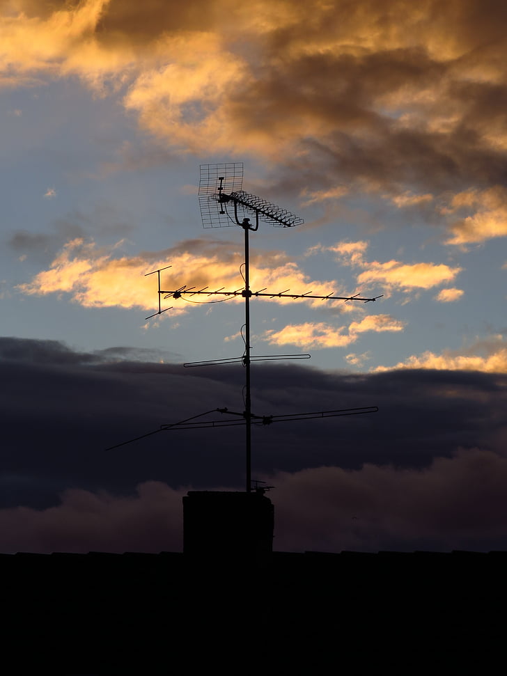 antenni, Katso tv, Radio, TV, TV antenni, taivas, pilvet