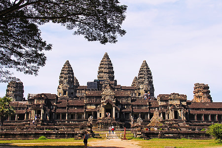 temple de Angkor wat, sorprenent, set meravelles, meravella, antiga, món, Temple