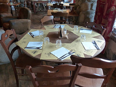 tabla, cubierta, tabla de gedeckter, asiento, Inn, restaurante, cubiertos