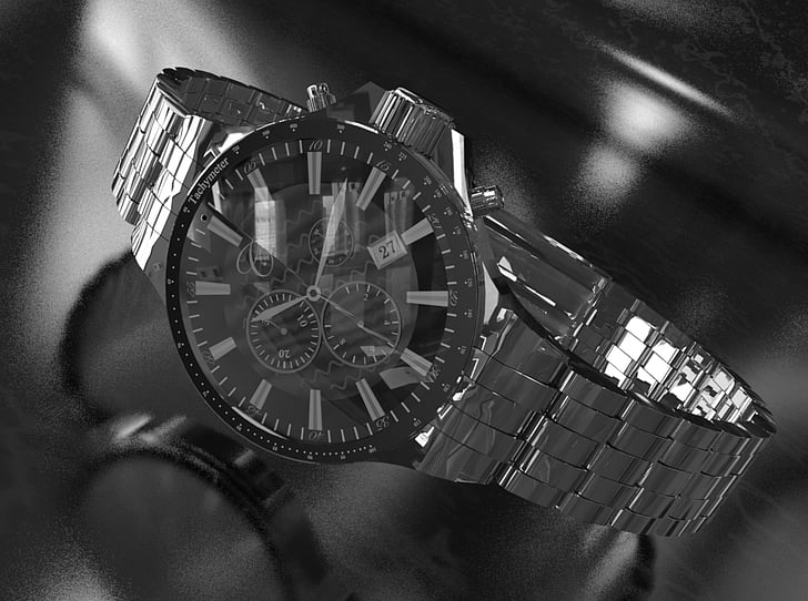 watch, 3d, graphics, ticker, men's watch, clock, time