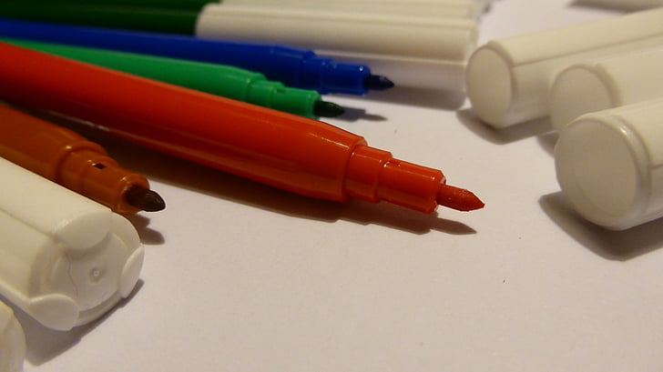 voelde me tip pennen, Kleur, kleurrijke, briefpapier, pennen, verf, kinderen