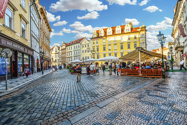 Prag, eski şehir, Çekçe, Cafe, turist, seyahat, kare