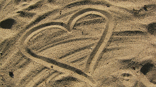 hart, liefde, zand, zomer, vakantie