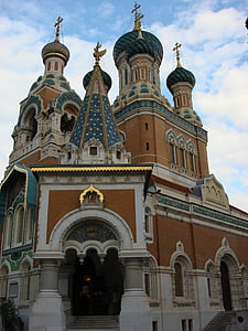 Domkyrkan, Trevligt, Ryska, arkitektur, turism, Europa, Frankrike