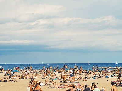 stranden, Ocean, Utomhus, personer, Sand, havet, solbad