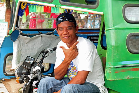 ember, tuktuk, filippínó, vezető, hagyományos