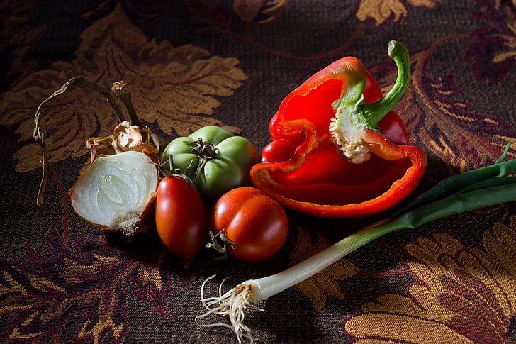 paprika, tomat, porre, grøntsager, friskhed, sundhed, køkken