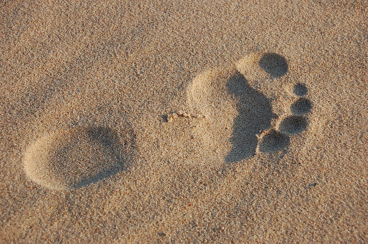 sand, footprint, summer, beach, beach sand