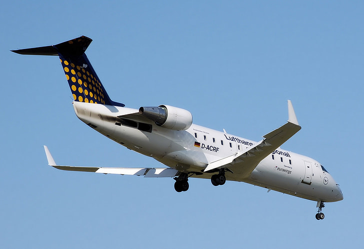 Bombardier crj, Jet, Lufthansa, kaupallinen, jetliner, lentokone, ilma-aluksen