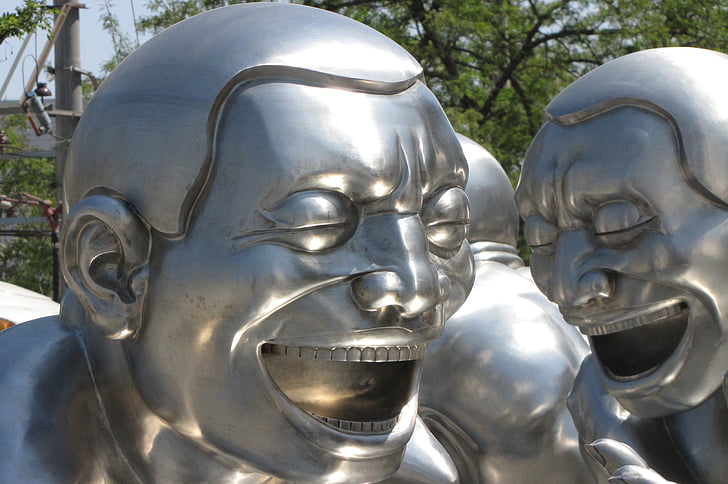 Beijing, Chiny, twarze, metalu, śmiać się, Chiński, Azja