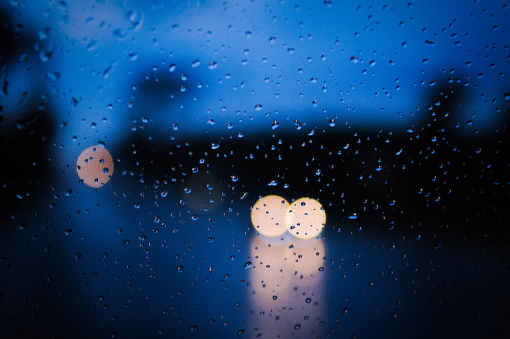 chuva, molhado, tempo, gotas de chuva, luz, transparente, Crepúsculo