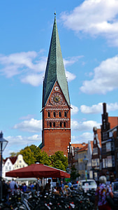 lüneburg, church, steeple, building, house of worship, architecture, old town
