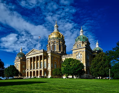 des moines, Iowa, státní capitol, budova, struktura, kopule, orientační bod