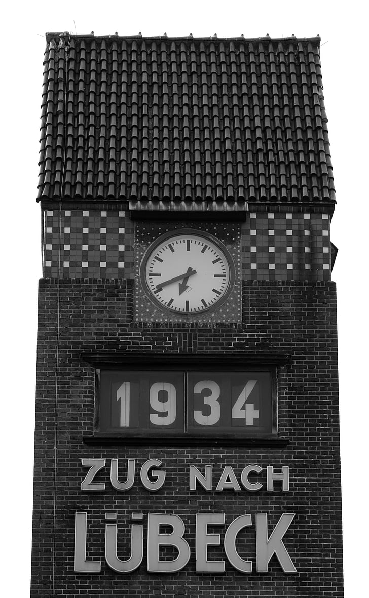 Architektúra, železničná stanica, ad, Travemünde, Mecklenburg