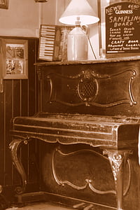 klavír, staré, Hudba, přístroj, klíče, starožitnost, dřevo