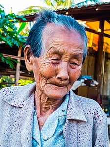 wanita, lama, Thailand, theyneed wajah, potret, orang dewasa senior, orang-orang