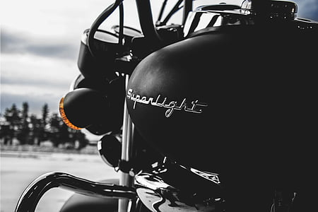 黑色, 特写, 摩托车, 摩托车, 车辆