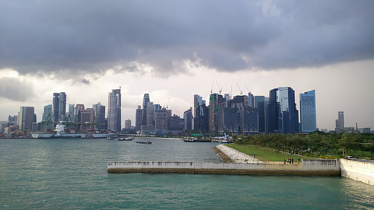 Singapura, Marina, Bay, Asia, Kota, pemandangan kota