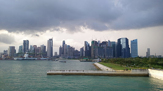 Singapur, Marina, Bay, Asie, město, Panoráma města