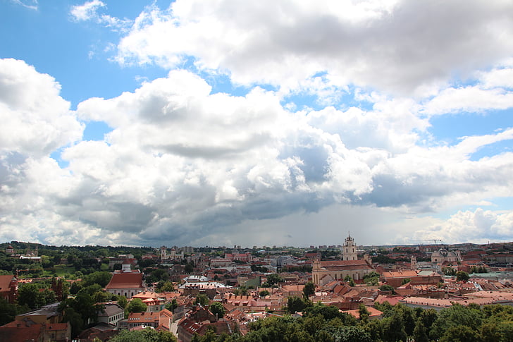Lituania, Vilnius, Vilna, azul, cielo, nubes, nube
