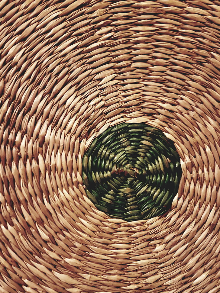 wicker, basket, with central, wicker basket, natural, decoration