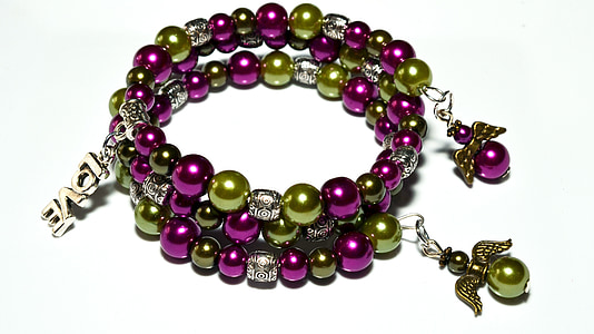 joyería, pulsera, púrpura, verde, collar, decoración, moda