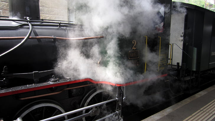 closeup, motor a vapor, locomotiva, velho, histórico, estrada de ferro, trem a vapor