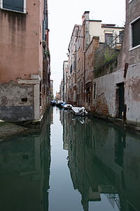 Venedig, kanal, vatten, lugnt, bostäder